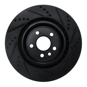 Jaguar I-Pace Brake Rotor (1) - Rear Left - R1 Concepts - Drilled & Slotted - Black - `17-`20